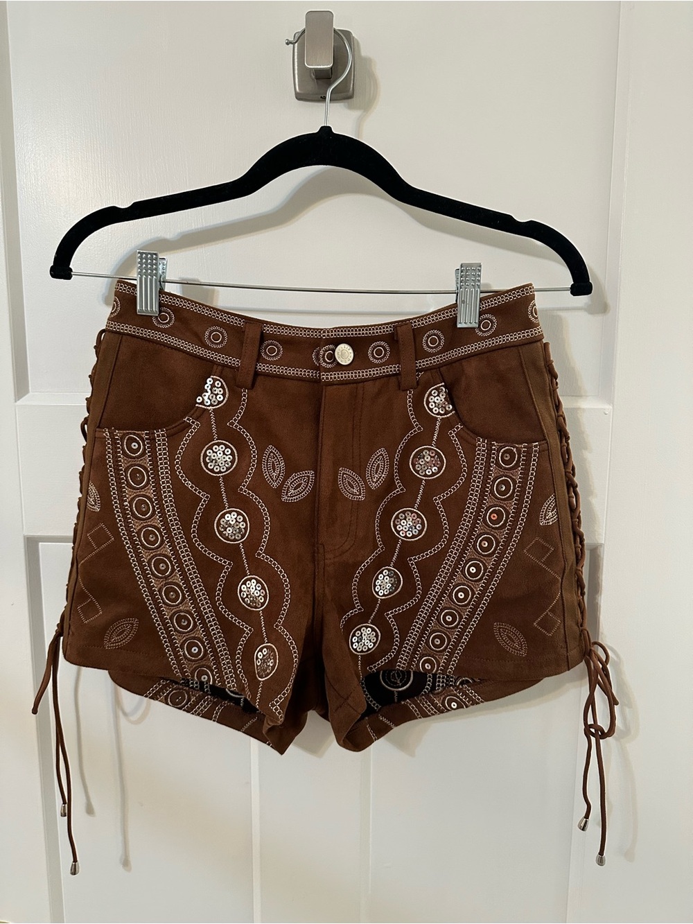 Brand new western  Brown Embroidered Women’s Shorts